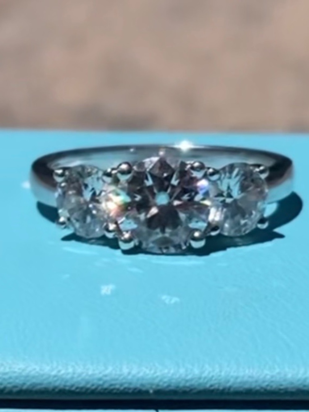 2.5CT Three Stone Lab Diamond Ring in Sterling Silver